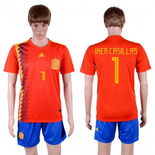Spain #1 Iker Casillas Home Soccer Country Jersey - Click Image to Close